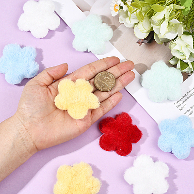50Pcs 5 Colors Single Face Wool Fibre Cabochons FIND-SC0020-33-1