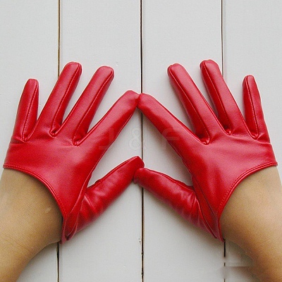PU Leather Half Palm Gloves AJEW-WH20128-021B-1