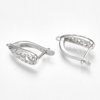 Brass Hoop Earring Findings with Latch Back Closure KK-S350-070P-1