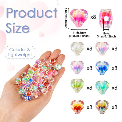 72Pcs 9 Colors UV Plating Rainbow Iridescent Acrylic Beads OACR-TA0001-48-1