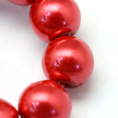 Baking Paint Pearlized Glass Pearl Round Bead Strands X-HY-Q330-8mm-74-1