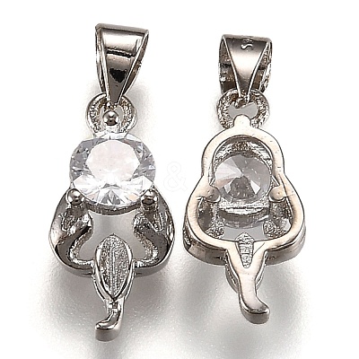 Brass Micro Pave Clear Cubic Zirconia Pendants ZIRC-Z013-12P-1