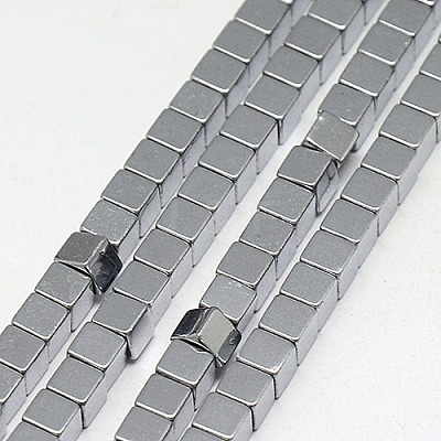 Electroplate Non-magnetic Synthetic Hematite Beads Strands G-J170A-3x3mm-01-1