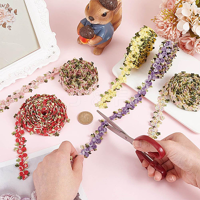 15 Yards 5 Colors Polyester Flower Lace Trim OCOR-PH0002-80-1