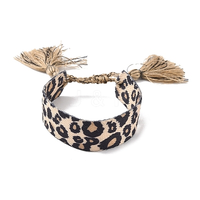Leopard Print Pattern Polyester Cord Adjustable Bracelets BJEW-B127-01D-1