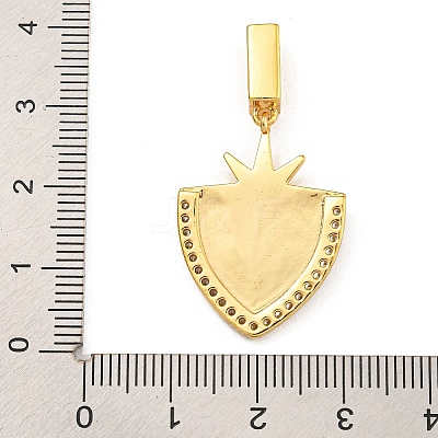 Rack Plating Brass Micro Pave Clear Cubic Zirconia North Star European Dangle Charms KK-U035-17G-02-1