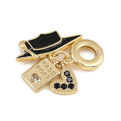 Brass Pave Clear Cubic Zirconia European Dangle Charms KK-N271-31G-1