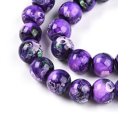 Baking Paint Glass Beads Strands DGLA-N003-10mm-A07-1