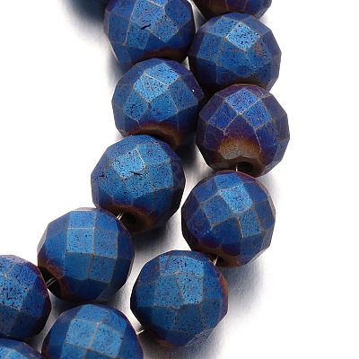 Frosted Electroplated Non-magnetic Synthetic Hematite Bead Strands G-E304-54-1
