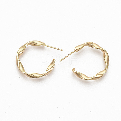 Semicircular Brass Stud Earrings LS-KK-Q762-016G-NF-1