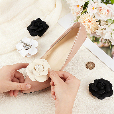 4Pcs 2 Colors Imitation Leather Shoe Buckle Clips with Iron Clip FIND-CL0001-94-1
