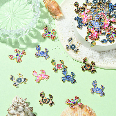 35Pcs 7 Styles Printed Alloy Pendants ENAM-CJ0005-97-1
