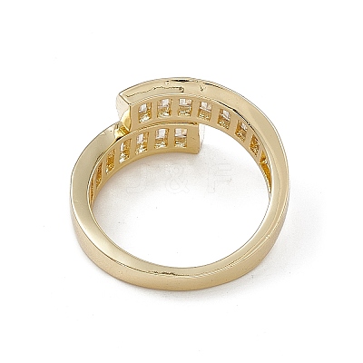 Clear Cubic Zirconia Rectangle Open Cuff Ring RJEW-G276-10G-1