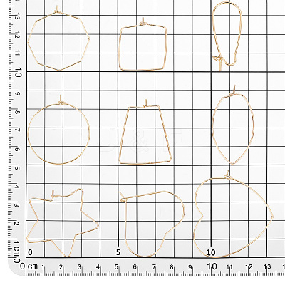 36pcs 9 style Brass Hoop Earring Findings KK-PH0005-99-1