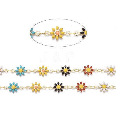 Handmade Brass Enamel Link Chains CHC-I035-13G-01-1
