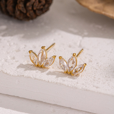 304 Stainless Steel Flower Stud Earrings WA7046-1