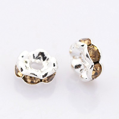 Brass Rhinestone Spacer Beads RB-A014-L6mm-14S-1