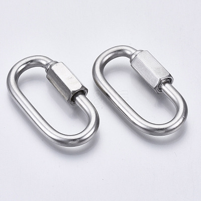 Tarnish Resistant 304 Stainless Steel Screw Carabiner Lock Charms STAS-N087-25B-01-1