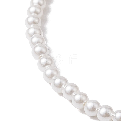 Rond Shell Pearl Beaded Stretch Bracelets for Women BJEW-JB11038-1
