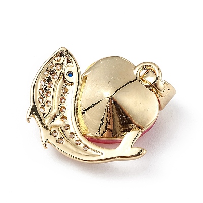 Real 18K Gold Plated Rack Plating Brass Micro Pave Cubic Zirconia Pendants KK-C015-28G-09-1