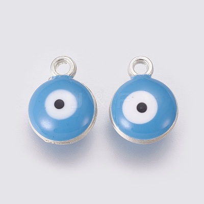 Double-sided Platinum Plated Alloy Enamel Charms ENAM-WH0046-B05-1