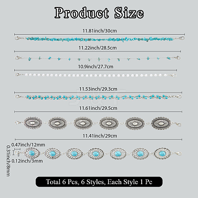 2 Sets 2 Styles Synthetic Turquoise Chips & Plastic Imitation Pearl Beads Hat Chain AJEW-CN0004-03-1