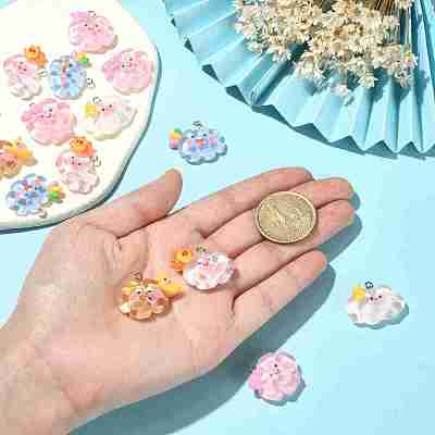 25Pcs 5 Styles Translucent Resin Pendants RESI-CJ0003-07-1