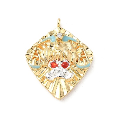 Brass Micro Pave Cubic Zirconia Enamel Pendants KK-L250-08G-08-1