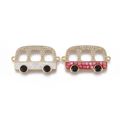 Brass Micro Pave Cubic Zirconia Links ZIRC-F113-03-G-1