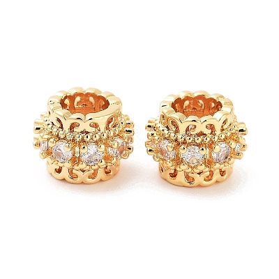 Brass Micro Pave Clear Cubic Zirconia European Beads KK-S394-03A-1