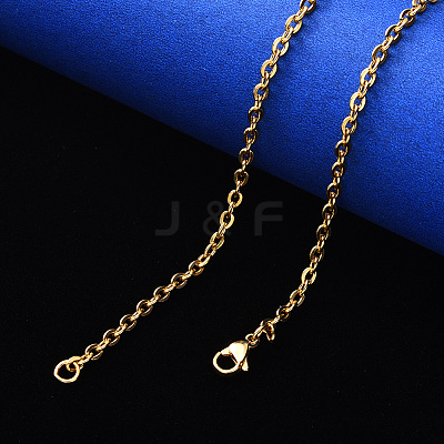 PVD Vacuum Plating 304 Stainless Steel Cable Chain Necklace NJEW-S420-004G-1