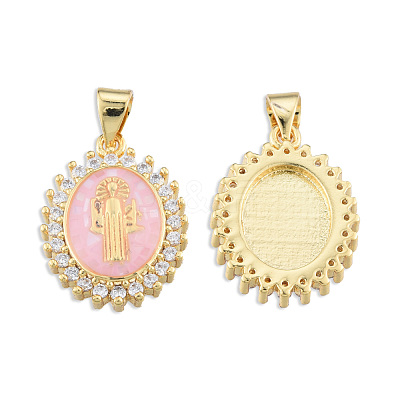 Brass Micro Pave Clear Cubic Zirconia Pendants KK-N227-95C-1