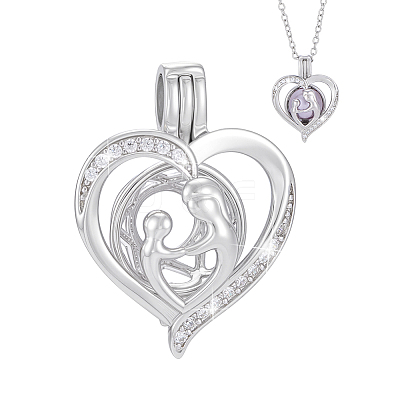 1Pc 925 Sterling Silver Micro Pave Clear Cubic Zirconia Bead Cage Pendants STER-PH0004-86-1