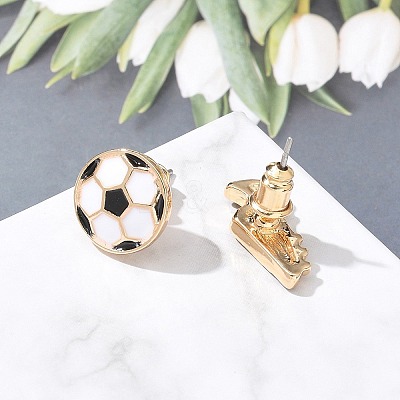 Brass Enamel Stud Earrings EJEW-Z080-01G-1