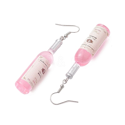 Wine Bottle Resin Dangle Earrings EJEW-JE05878-02-1