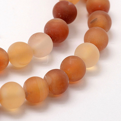 Frosted Natural Red Agate Beads Strands X-G-F372-8mm-1