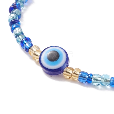 Resin Evil Eye & Glass Seed Beaded Bracelet for Women BJEW-JB08560-1