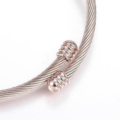 316 Surgical Stainless Steel Torque Bangles BJEW-D437-A37-RG-1