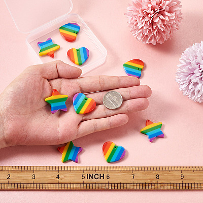 12Pcs 2 Style Plastic Stripe Pendants KY-YS0001-03-1