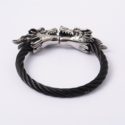 Retro Dragon 304 Stainless Steel Bangles BJEW-F210-22-1