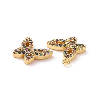 Butterfly Brass Micro Pave Colorful Cubic Zirconia Charms KK-G435-40G-1