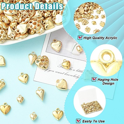 180Pcs 6 Styles CCB Plastic Pendants CCB-YW0001-79-1