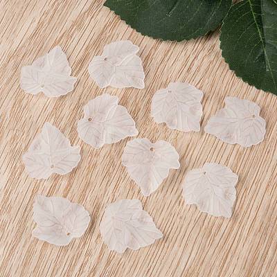 Transparent Frosted Acrylic Leaf Pendants X-PAF002Y-14-1