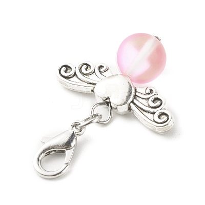 Frosted Synthetic Moonstone Pendants Decorations HJEW-JM00617-1