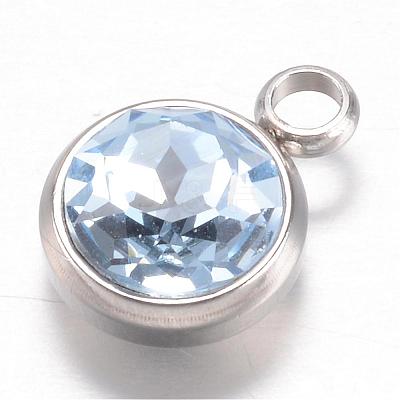 304 Stainless Steel Glass Rhinestone Charms STAS-G082-02-1