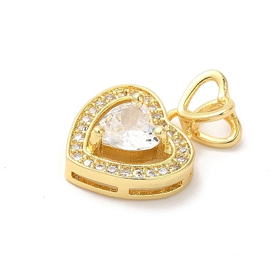 Rack Plating Brass Cubic Zirconia Pendants KK-Z056-14G-02-1