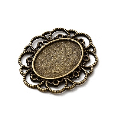Filigree Wrap Oval Alloy Cabochon Settings PALLOY-N0088-10AB-NF-1
