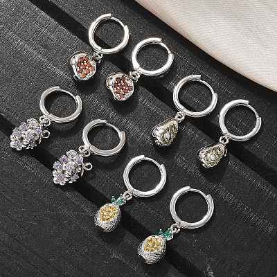 Brass Cubic Zirconia Hoop Earrings EJEW-Q015-02P-1