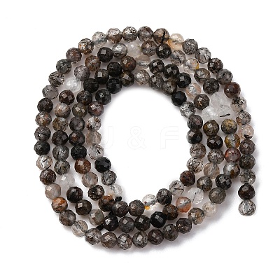 Natural Black Rutilated Quartz Beads Strands G-RM250104-C3-1