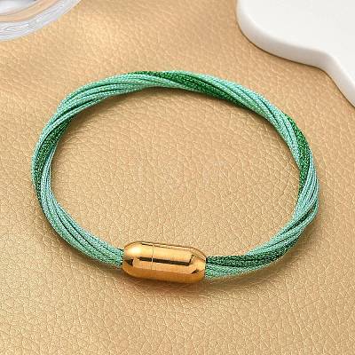 304 Stainless Steel with Polyester Metallic Cord Bracelets for Women BJEW-Z145-01G-1